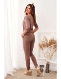 Women\'s jumpsuit fastened with a zipper at the back, cappuccino 2401 - Online store - Boutique